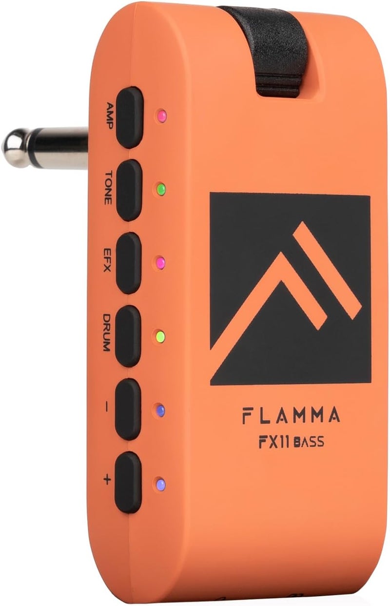 FLAMMA مضخم صوت سماعات الباس المحمولة مع 28 إيقاع طبول و 7 نماذج مضخمات وتأثيرات مدمجة ودعم 5 ألوان نغمة وتسجيل وتشغيل صوتي عبر USB ووظيفة OTG قابلة للشحن - Image 1